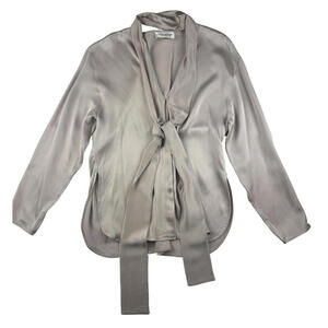 Victoria Beckham V-Neck Satin Scarf Shirt Pink Size US 6